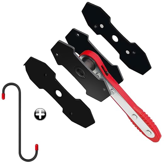 Brake Caliper Compression Tool, Brake Caliper Tool with 360 Degree Swing Ratchets, Caliper Piston Compressor Tool with 2PCS Steel Plates, Brake Caliper Press Tool with Brake Caliper Hooks, Red