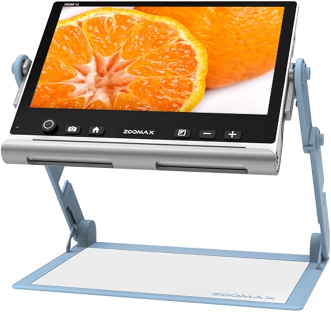 Snow 12 Inch Foldable Portable Video Magnifier by Zoomax with OCR for Low Vision & Reading Assistance – HD Display, 19x Magnification, Text-to-Speech, & 20+ Language Support
