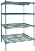 30" x 36" NSF Green Epoxy 4-Shelf Kit with 54" Posts, Heavy Duty Storage Shelving, Wire Shelving Kit, NSF Commercial Storage Rack Unit