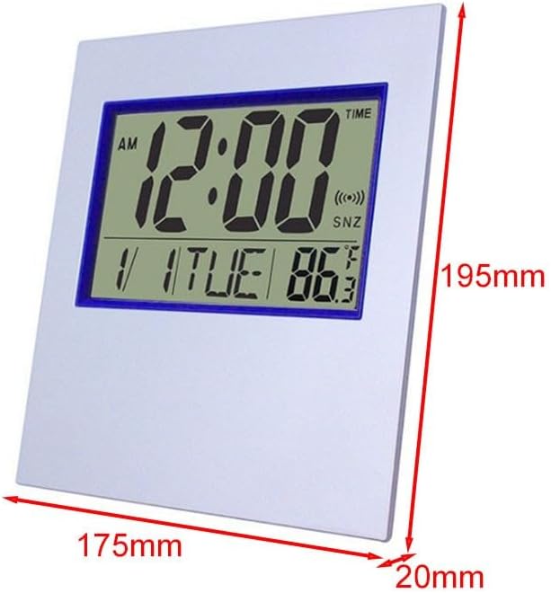 LCD Electronic Calendar Clock For Desk With Large Screen Display Of Time, Date, Temperature, Day, And Adjustable Alarm Settings