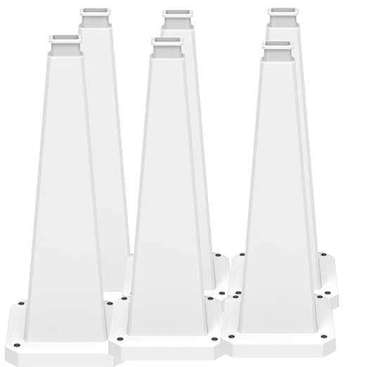BESEA 6 Pack 36" Bright White Traffic Safety Cones with Weighted Base, High-Visibility Parking Cones for Driveways, Business Parking Lots, Garages, Indoor/Outdoor Use