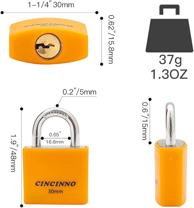 Set of 8 Small Locks，Covered Aluminum Keyed Alike Padlocks，30MM Weatherproof Lock with Same Key,Outdoor Padlock for Sheds, Storage Unit ，School Gym Locker, Toolbox