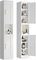 67" Tall Narrow Storage Cabinet Metal Bathroom Cabinet with 2 Doors & 4 Adjustable Shelves, Standing Pantry Cabinets Cupboard for Kitchen, Dining Room, Living Room and Bathroom (White)