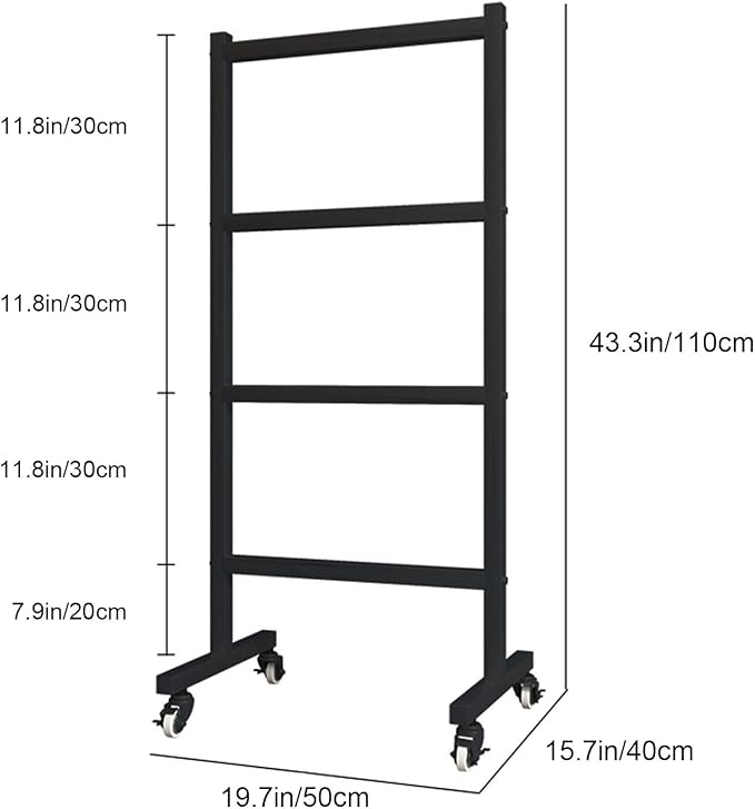 Clothing Hanger Storage System, Hanger Stacker Metal Clothes Organizer with Casters, Retail Store Laundry Room Portable Hanger Stacker Holder (Color : Black, Size : 19.7x15.7x43.3IN)