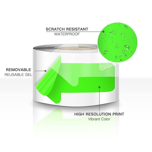 Arrow Floor Sticker Tape 3"×6" Arrow Floor Marking Sticker Sign 200 PCS Arrow Decal Tape Fluorescent Green