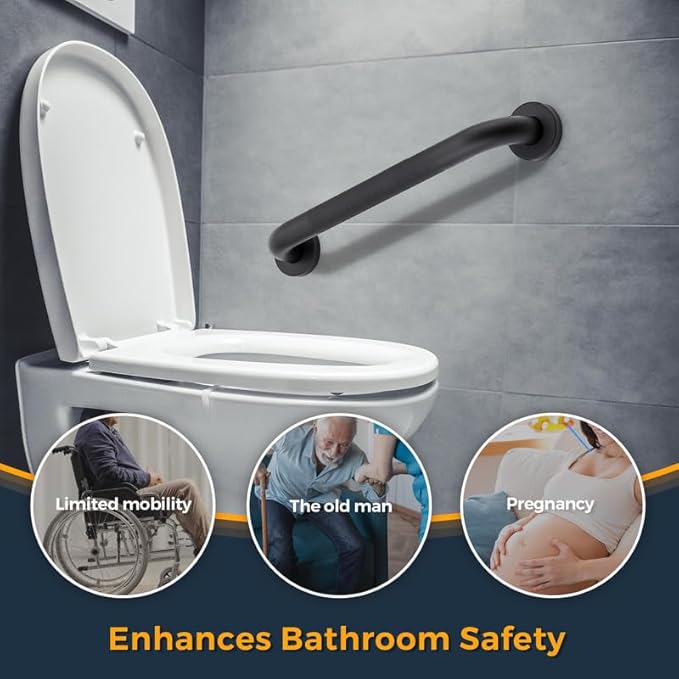 Grab Bars for Shower, 2 Pack 32-Inch Anti Slip Shower Handles for Elderly, Safety Shower Grab Bar, Stainless Steel Handicap Grab Bars for Bathroom (Black 1" Diameter)