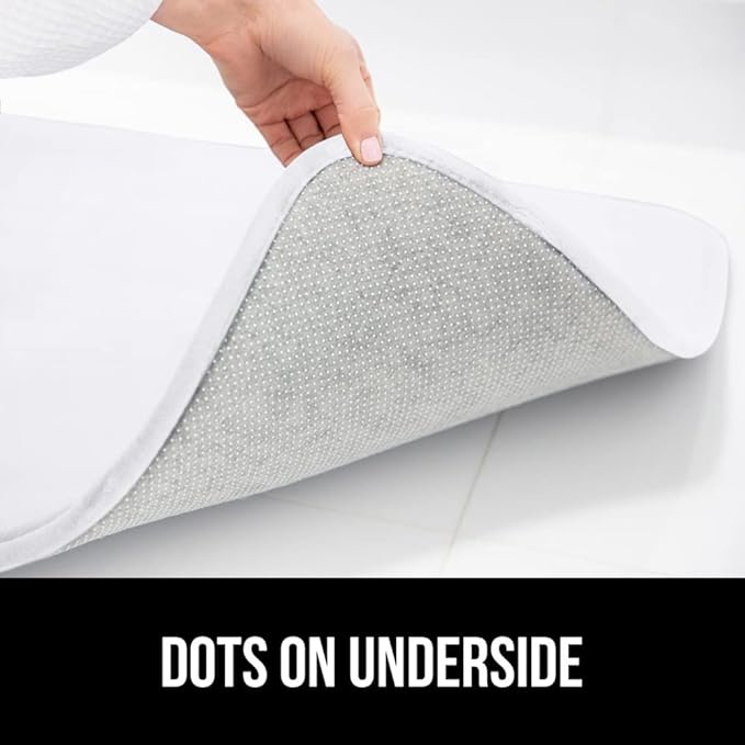 GORILLA GRIP Thick Memory Foam Bath Rugs, Soft Absorbent Velvet Bathroom Mats, Durable Dots on Underside, Machine Washable Bathmat, Carpet Rug Room Decor for Shower Floor, 30x20 Mat, White