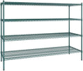 24" x 72" NSF Green Epoxy 4-Shelf Kit with 54" Posts, Heavy Duty Storage Shelving, Wire Shelving Kit, NSF Commercial Storage Rack Unit