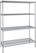 21" x 54" NSF Chrome 4-Shelf Kit with 74" Posts, Heavy Duty Storage Shelving, Wire Shelving Kit, NSF Commercial Storage Rack Unit