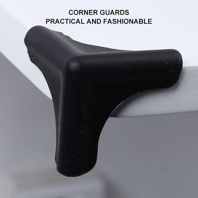 Safety Corner Guards, Removable Silicone 4PCS Edge Protectors, for Furniture(Range Hood Anti-Collision Angle-Black)