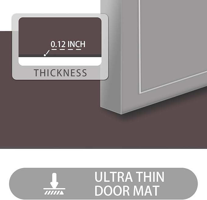 Ultra Thin Door Mat, 1/10 inch Thick Indoor Door Mats for Inside Entry, Non-Slip Rubber Backing Washable Doormat, Low Profile, Fade Resistant Dirt Trapper for Entrance, 35"X24", Coffee