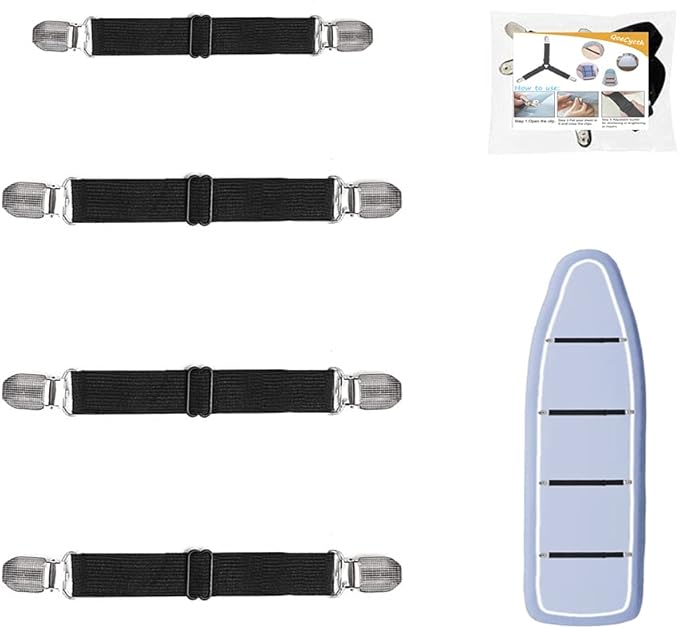 4Pcs Adjustable Crisscross Fitted Sheet Band Straps Grippers Suspenders (4pcs-Black)