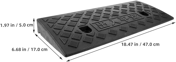 Portable Wheelchair Threshold Ramp 50X17X5Cm Black Plastic Anti-Slip Doorway Ramp for Steps Curbs Garage Use Mobility Aid