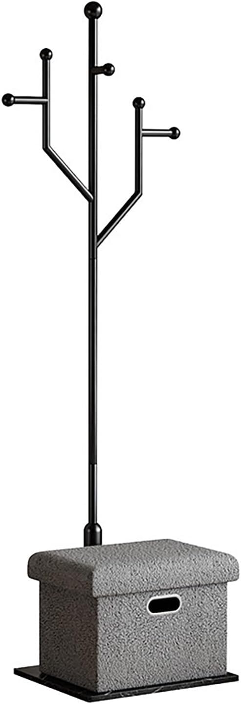 Modern Metal Coat Rack Stand, Heavy Duty Coat Rack Freestanding with Natural Marble Base, 8 Hooks, Ideal for Bedroom, Entryway, Hallway, Office, Gifts for Women, for Mom, for Men (Black)