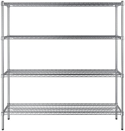 14" x 60" NSF Chrome 4-Shelf Kit with 64" Posts, Heavy Duty Storage Shelving, Wire Shelving Kit, NSF Commercial Storage Rack Unit