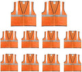 Economy High Visibility All Mesh Vest, Orange, Medium, 10 Pack