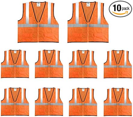 Economy High Visibility All Mesh Vest, Orange, Large, 10 PacK