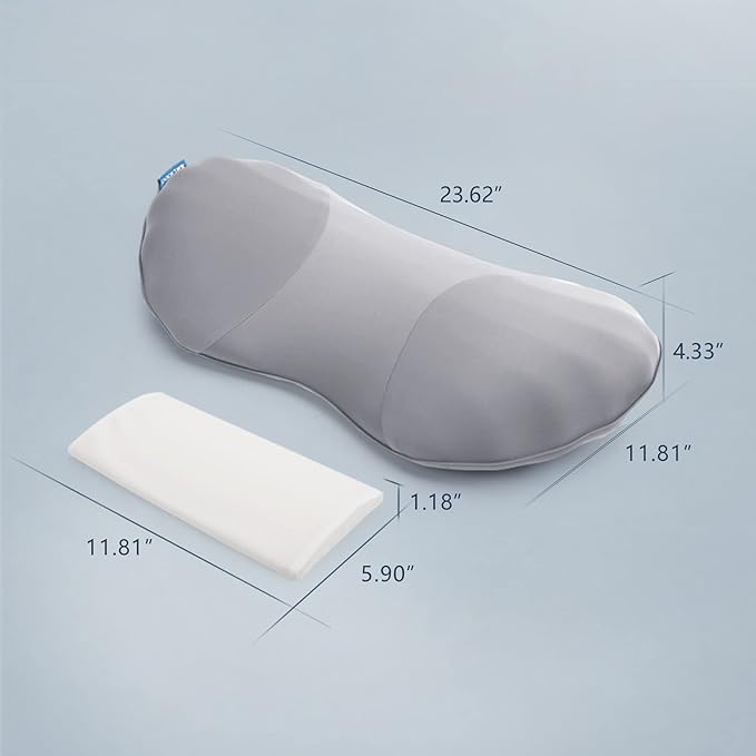 RESTCLOUD Adjustable Lumbar Support Pillow for Sleeping Memory Foam Back Support Pillow for Lower Back Pain Relief and Sleeping, Lumbar Support Pillow for Bed and Chair with 2 Insert Pads