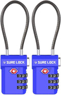 SURE LOCK TSA Approved 3-Digit Combination Luggage Locks – Open Alert Indicator, Re-settable Code with Zinc Alloy Body, Easy-Read Dials for Suitcase, Backpack, Gym Locker & Toolbox (Multiple Colors)