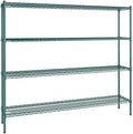14" x 72" NSF Green Epoxy 4-Shelf Kit with 64" Posts, Heavy Duty Storage Shelving, Wire Shelving Kit, NSF Commercial Storage Rack Unit