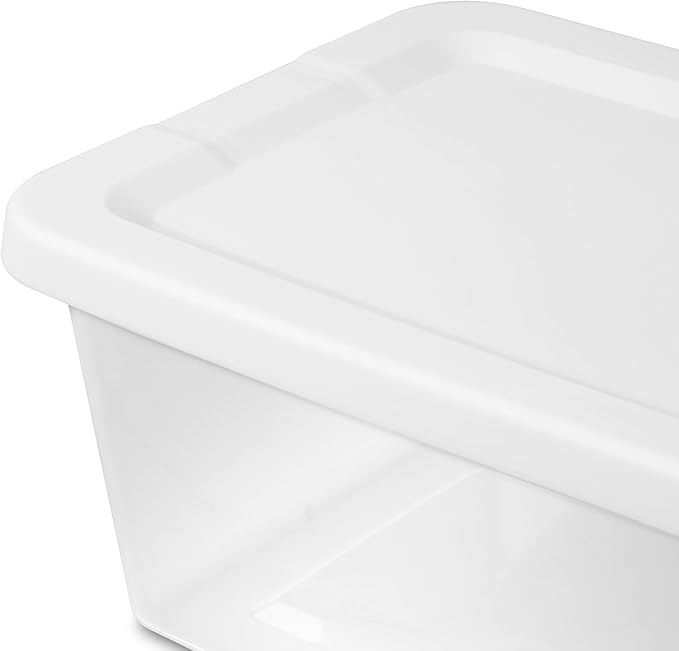 20-Pack 6 Quart Storage Boxes – Clear Plastic Storage Bin with Snap, Shoe Boxes,Stackable Bins for Closet, Kitchen Storage, Office Organization,White