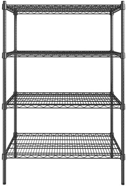 24" x 42" NSF Black Epoxy 4-Shelf Kit with 54" Posts, Heavy Duty Storage Shelving, Wire Shelving Kit, NSF Commercial Storage Rack Unit