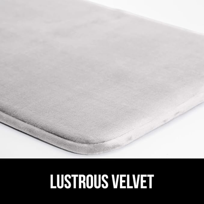 GORILLA GRIP Thick Memory Foam Toilet Rug for Bathroom, Square Shaped Washable, Absorbent Velvet Topside Floor Mats, Machine Wash, Cushioned Luxury Rugs for Bath Room, 22.5 x 19.5 Soft Gray