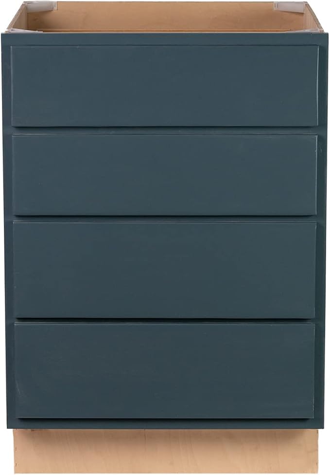 Quicklock RTA (Ready-to-Assemble) | Base Kitchen Cabinets - Shaker Style | Made in America (Needlepoint Navy, 18" Wx34.5 Hx24 D 4 Drawer)