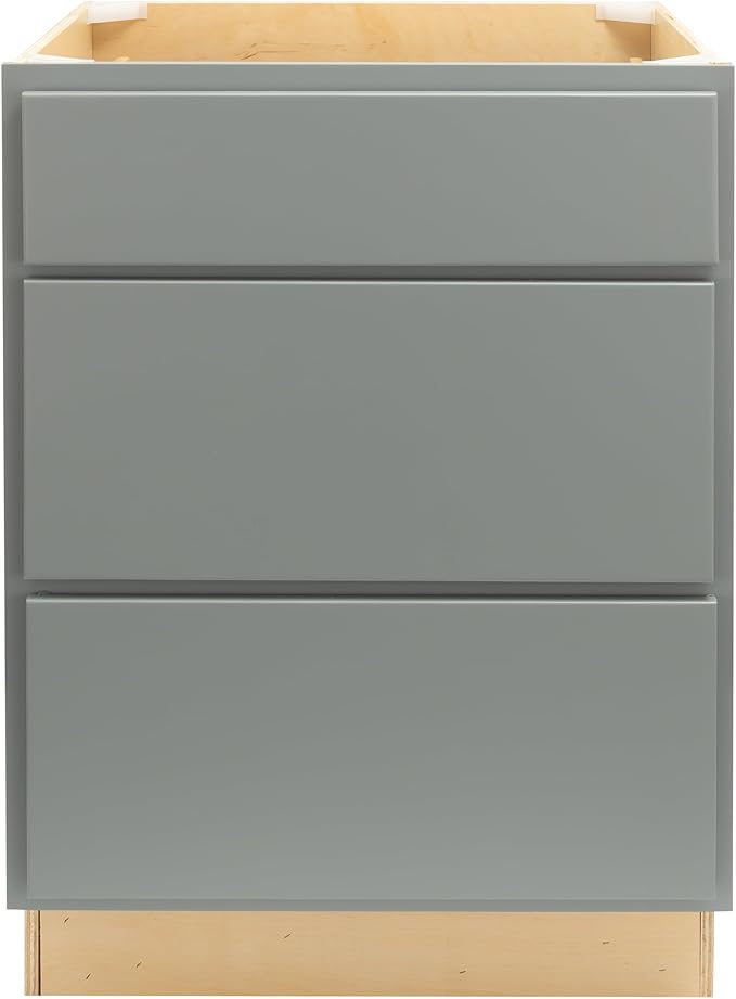 Quicklock RTA (Ready-to-Assemble) | Base Kitchen Cabinets - Shaker Style | Made in America (Magnetic Gray, 30" W x 34.5" H x 24" D 3 Drawer Pots and Pans)
