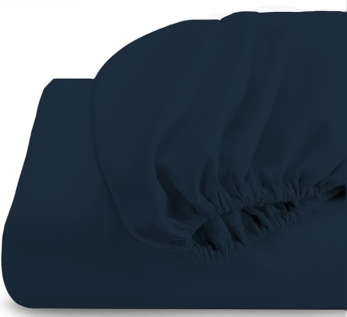 Top Split Queen Fitted Sheet Only for Adjustable beds, Split Down 34 inches from The Top, 600 Thread Count 100% Cotton Half Split Flex Head Fitted Sheet for Sleep Number Beds, Navy Blue