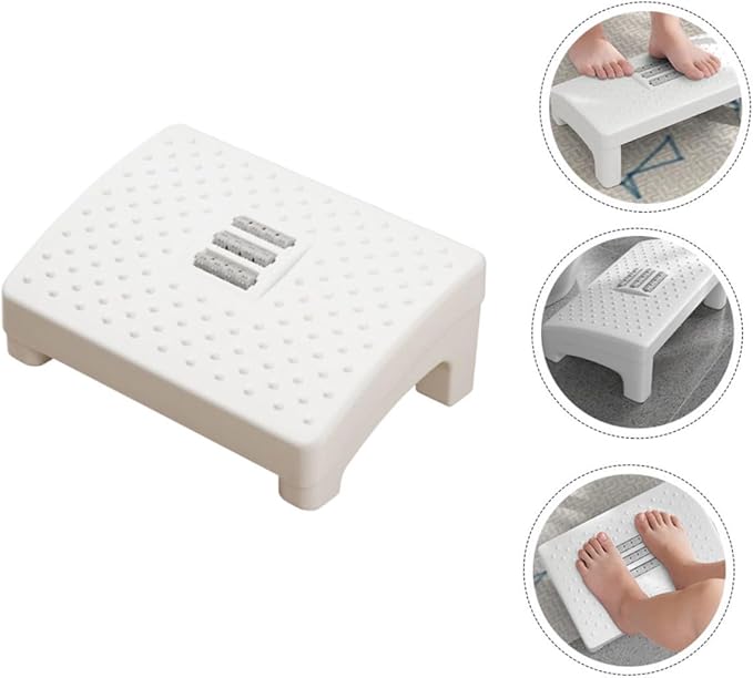 Household Footstool White with Massage Rollers Office Foot Rest Stool Ergonomic Foot Support Step for Improved Leg and Back Comfort