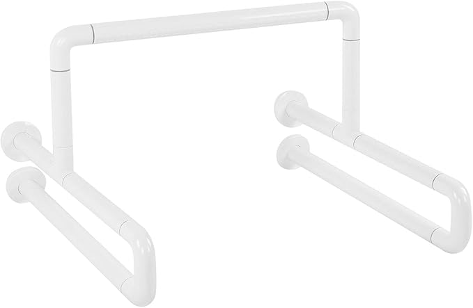 Respicefinem White Toilet Grab Bar Stainless Steel Bathroom Safety Hand Rail for Elderly with Fluorescent Ring Non Slip Surface Easy to Clean High Strength Suppo