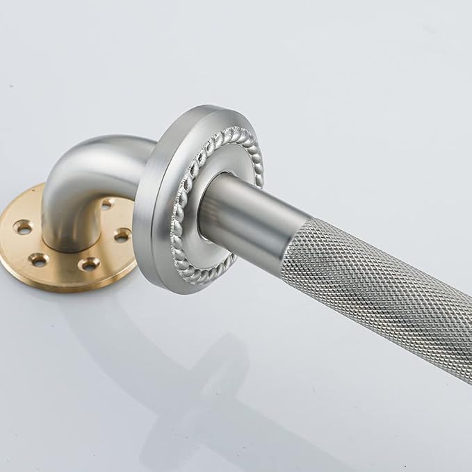 Anti Slip Shower Grab Bar, 18-Inch Toilet Textured Sturdy Hand Rail, Stylish Bathroom Armrest, Brushed Nickel Finish, Multi Function Assist Handle