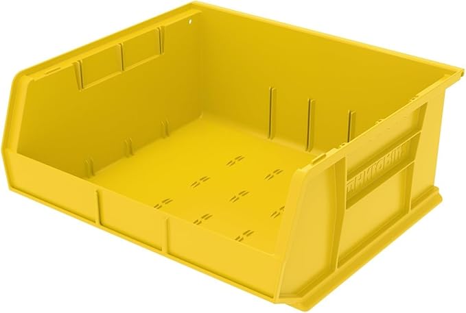 Akro-Mils 30250 AkroBins Plastic Storage Bins, Space-Saving Stackable Bins for Garage, Pantry, Craft Organization, 15-Inch x 16-Inch x 7-Inch, Yellow, 6-Pack
