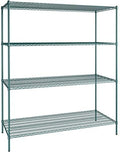 30" x 72" NSF Green Epoxy 4-Shelf Kit with 86" Posts, Heavy Duty Storage Shelving, Wire Shelving Kit, NSF Commercial Storage Rack Unit