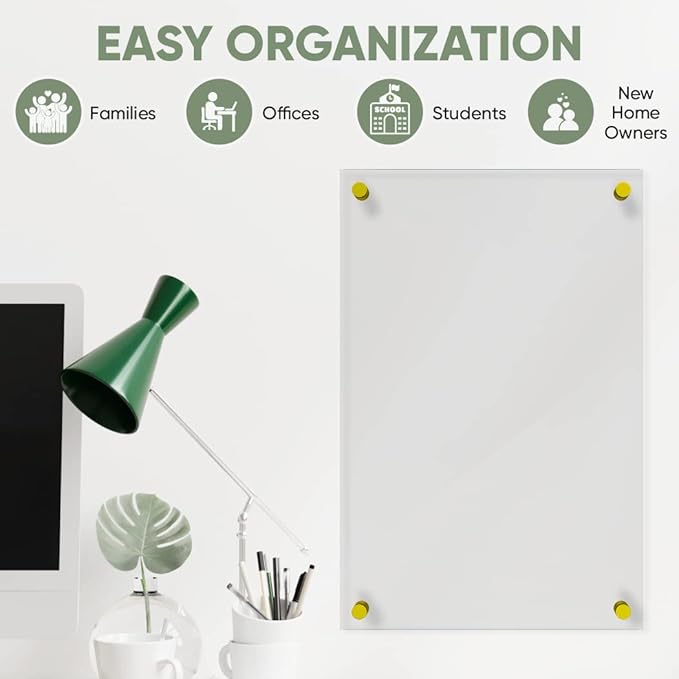 Ships Next Day, Made in USA - Acrylic Dry Erase Board | Non-Magnetic Dry Erase Board | Hanging Frameless White Board | Acrylic for Office and Home Walls | Adults (Clear - 20x30)