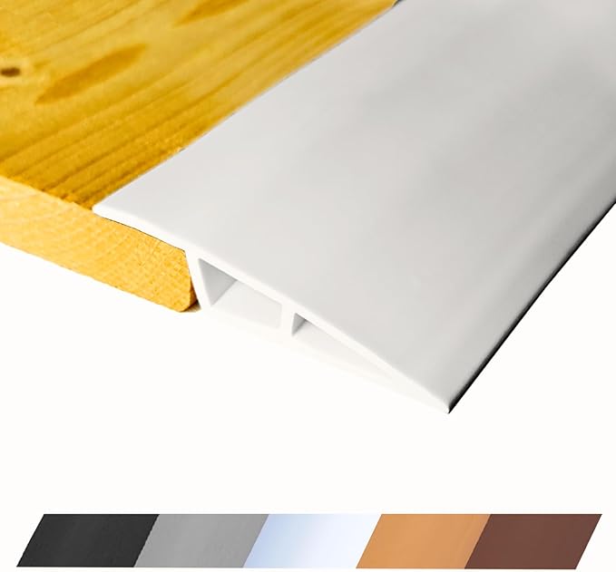 1/2" to 3/5" Height Threshold Ramp - Rubber Threshold, Floor Transition Strip, Wheelchair Ramp, Door Strip, Carpet to Tile Strip (White, 80 inches)