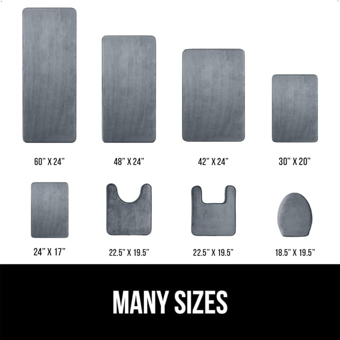 GORILLA GRIP Memory Foam Bath Rugs, Soft Absorbent Velvet Bathroom Mats, Durable Dots on Underside, Machine Washable Bathmat, Carpet Rug Room Decor for Shower Floor, 36x24 Mat, Graphite Gray