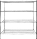 30" x 72" NSF Chrome 4-Shelf Kit with 74" Posts, Heavy Duty Storage Shelving, Wire Shelving Kit, NSF Commercial Storage Rack Unit