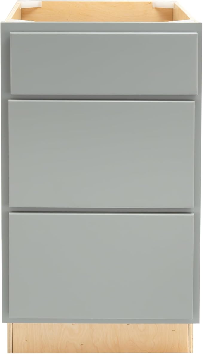 Quicklock RTA (Ready-to-Assemble) | Base Kitchen Cabinets - Shaker Style | Made in America (Magnetic Gray, 21" W x 34.5" H x 24" D 3 Drawer Pots and Pans)