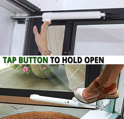 Touch 'n Hold Smooth Door Closer - Single Kit (Sandstone) - Standard-Duty Door Closer with Touch-Button Hold Open Feature & Smooth Closing Motion – for (Medium & Lightweight) Storm, Screen Doors.