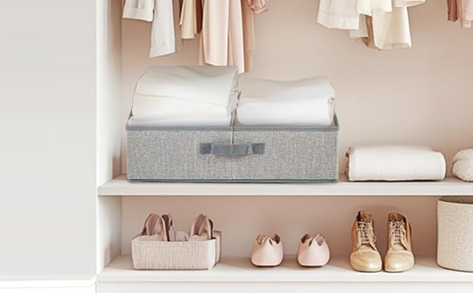 DAYARD Fabric Bins [1-Pack], Trapezoid Storage Bins with Handles, Foldable Baskets Storage Boxes for Shelves, Closet, Bookshelf, Organizer Containers, 20 x 11 x 8 inch Grey