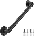 4FT Industrial Stair Railing Wall Mount Staircase Handrail φ1.3 Pipe Hand Rail for Steps Grab Bar Foot Rail Vintage Pipe Railing Black Deck Handrail for Outdoor Indoor Stairs Porch