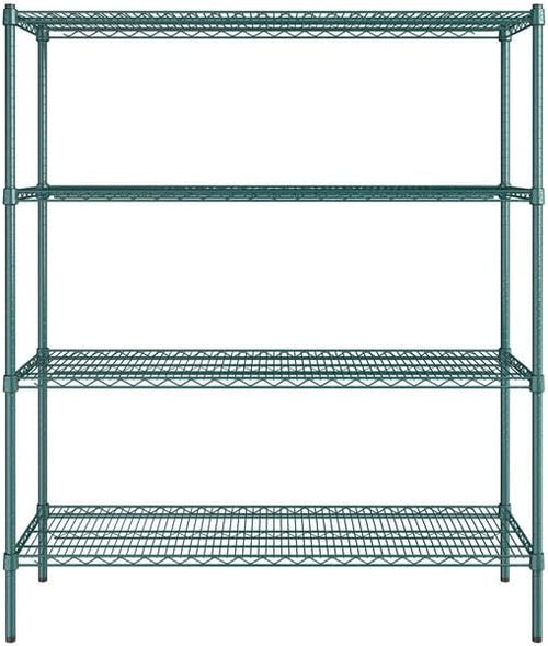 18" x 54" NSF Green Epoxy 4-Shelf Kit with 64" Posts, Heavy Duty Storage Shelving, Wire Shelving Kit, NSF Commercial Storage Rack Unit