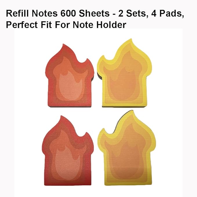 Garbage Can Fire Sticky Notes Office Supplies Notepads Desk Accessories Desk Dumpster Refill Notes 600 Sheets - 2 Sets, 4 Pads, Perfect Fit (Refill Notes)