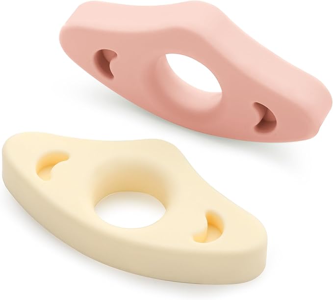 Book Page Holder, 2 Pack Breathable Silicone Thumb Page Holder for Reading, Ideal Book Reader Gifts and Reading Accessories (Small Size, Off White - Pink)