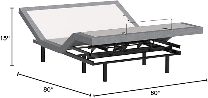 Sven & Son Classic Adjustable Bed Base, Head and Foot Lift, Massage, Under-Bed Lights, USB, Gel Memory, Zero Gravity Smart Frame - Queen