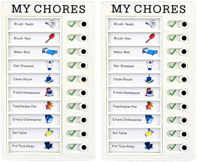 2 Pcs Chore Chart for Adults to do List My Chores Checklist Task Board Sliding Routine Chart for Kids, Memo Boards Slider Schedule DIY Detachable Daily Checklist Planning Table (2Pcs White My Chores)