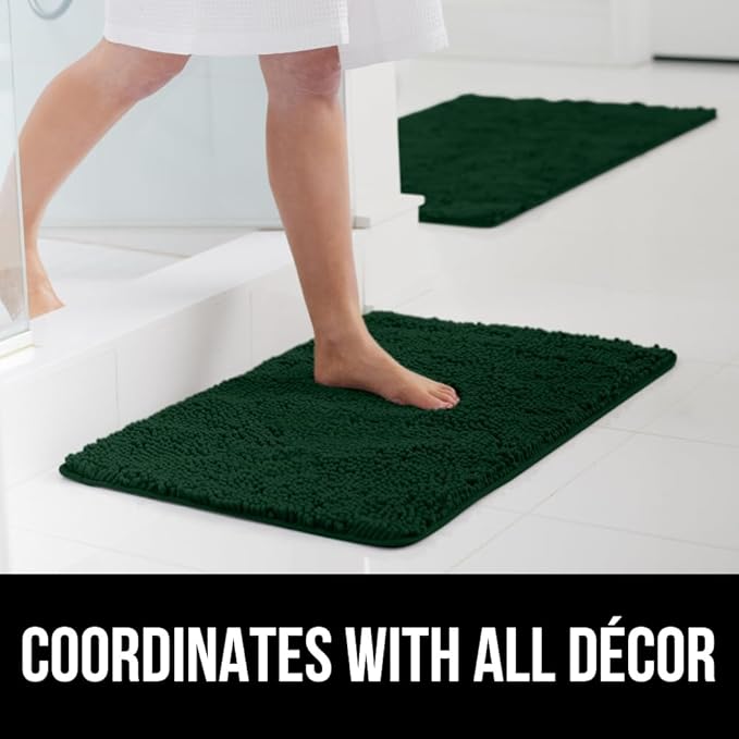 GORILLA GRIP Bathroom Rug Sets, Soft Chenille 2 Piece Area Rugs Set, Toilet Base Mat and 30x20 Carpet, Absorbent Microfiber Washable Mats Dry Quickly, Home Décor and Bath Room Accessories, Hunter
