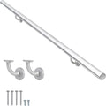 7 FT Modern Aluminum Handrail Set, handrails for Indoor Stairs,Deck,Slope, Wall Mounted Staircase handrails, Zink Alloy Brackets Included,Rust Free. (Anodized Silver, 7 FT)